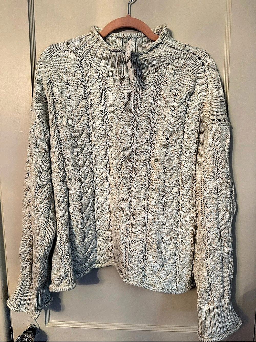 J.Crew 2025 Rollneck™ cable-knit sweater in marled heritage cotton Blue & Orange